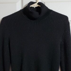 The Limited Women's Black Sparkle Pull Over Turtleneck Sweater Size Medium